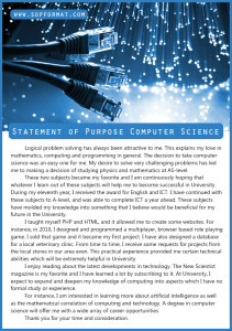 statement of purpose computer science