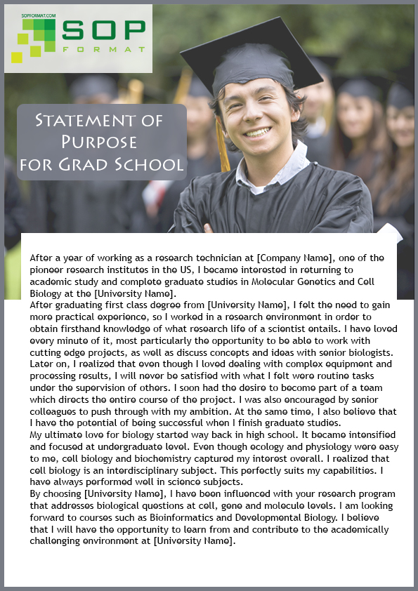 statement of purpose for grad school format