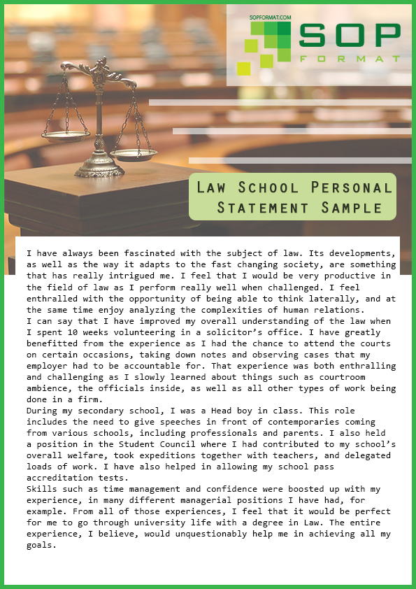 Personal statement on law