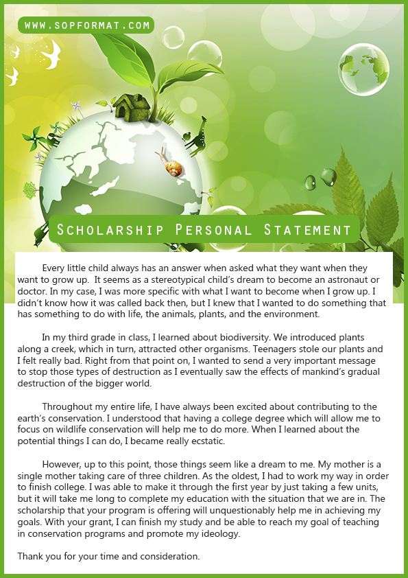 scholarship personal statement sample