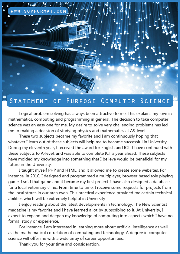 statement of purpose computer science
